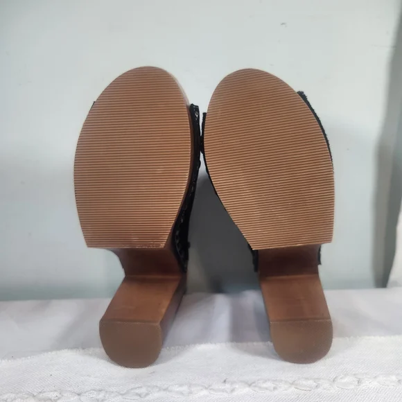 Stuart Weitzman Black Mules with Gold Studs - Picture 4 of 9